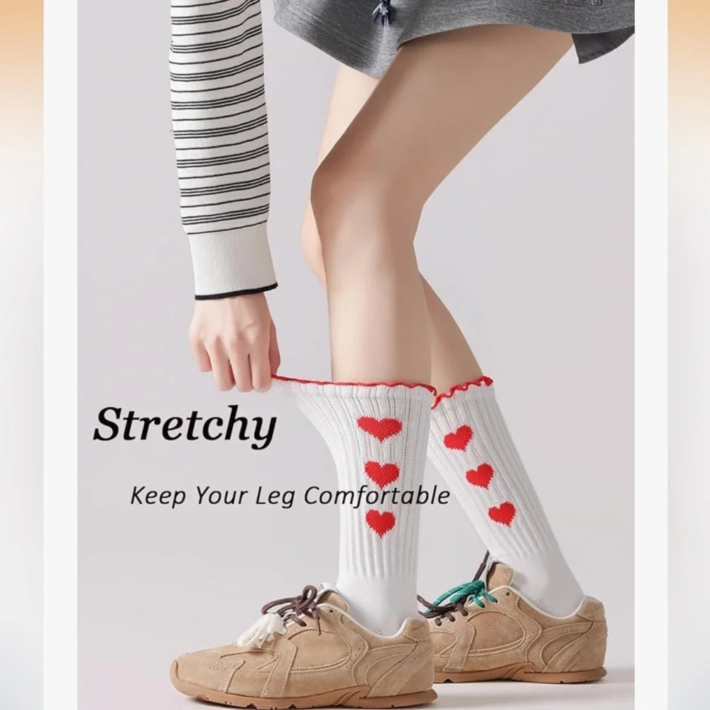 🆕 Slouchy Socks for Women Cotton Boots Scrunch Slouch Crew Socks 3 pairs